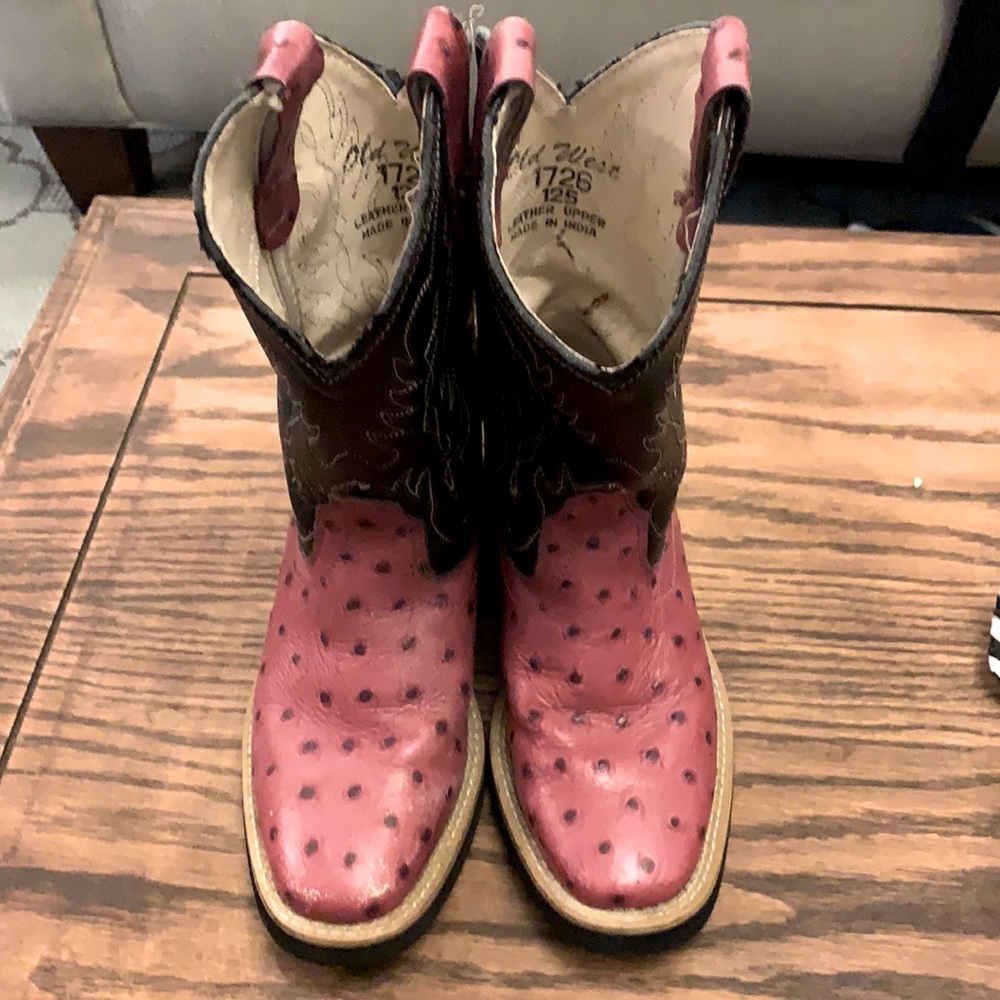 Fuchsia ostrich leather cowgirl boots